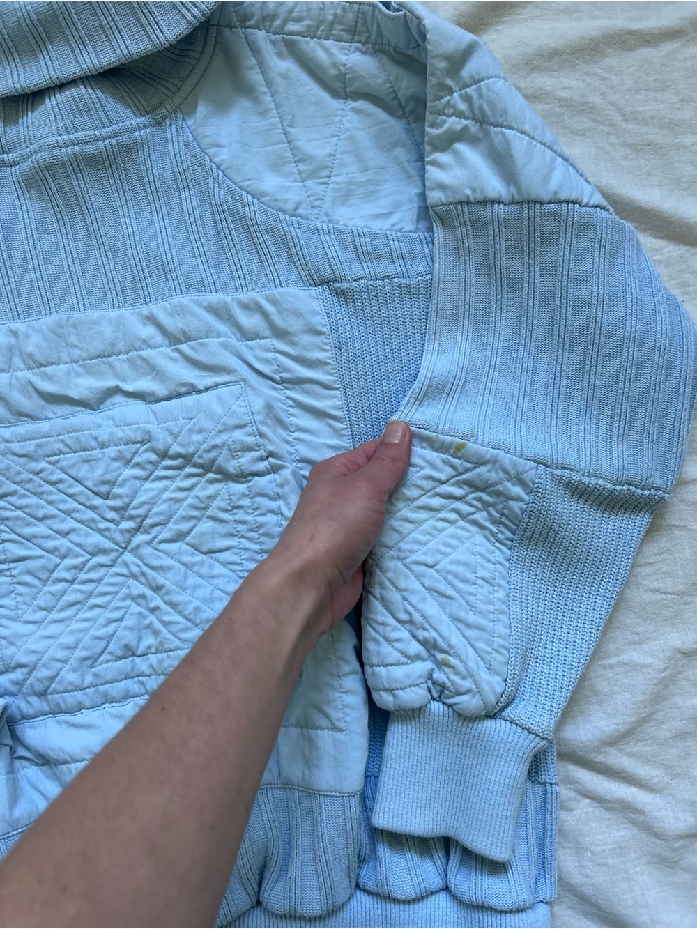 Vintage Light Blue Quilted Turtleneck Sweater - Picture 2 of 3
